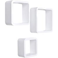 SONGMICS Wandplank Kubusplank 3er Set Kubusplanken Boekenkast Hangplank - Wit - MDF