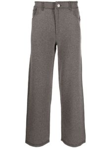 Barrie contrast-stitching denim-effect trousers - Marron