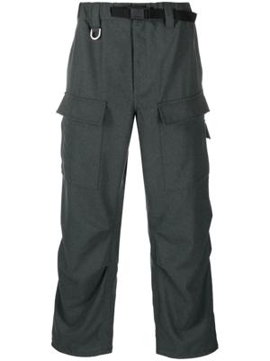 Y-3 pantalon droit à taille ceinturée - Vert Y-3 pantalon droit à taille ceinturée - Vert