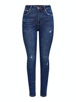 ONLY Onlmila Skinny Jeans voor dames, hoge taille, skinny fit jeans, donkerblauw (dark blue denim), 33W / 32L
