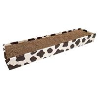 Croci Krabpaal voor katten van karton, 2-laags, omkeerbaar, met antislipvoeten, inclusief envelop met kattenmunt, koe, 48 x 12,5 x 5 cm