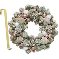 Kerstkrans gedecoreerd 34 cm kunststof incl. messing deurhanger