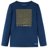 Kindershirt met lange mouwen snowboardprint 128 marineblauw