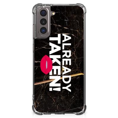 Samsung Galaxy S21 Telefoonhoesje met tekst Already Taken Black Samsung Galaxy S21 Telefoonhoesje met tekst Already Taken Black