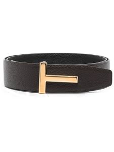 TOM FORD ceinture en cuir à plaque logo - Marron