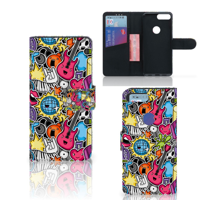 Alcatel 1S (2019) Wallet Case met Pasjes Punk Rock