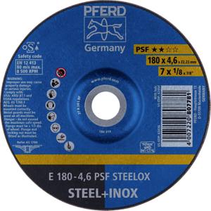 PFERD 62017520 E 180-4,6 PSF STEELOX Afbraamschijf gebogen Diameter 180 mm Boordiameter 22.23 mm RVS, Staal 10 stuk(s)