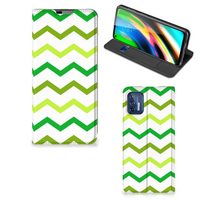 Motorola Moto G9 Plus Hoesje met Magneet Zigzag Groen - thumbnail