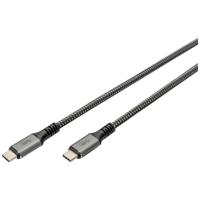 Digitus USB-C-kabel USB 4.0 USB-C stekker 1 m Zwart Afscherming gevlochten, Afgeschermd, Scheurbestendig, Rond DB-300443-010-S - thumbnail