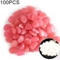 100 PCS Glow in de Dark Garden Pebbles voor loopbruggen & decoratie en planten lichtgevende stenen (roze)