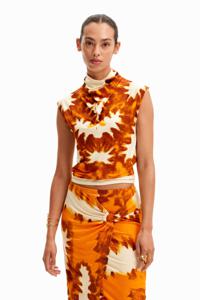 Gedrapeerd T-shirt tie-dye - ORANGE - XL