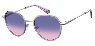 Polaroid zonnebril 6114/S cat. 3 panto staal zilver/paars