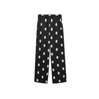 Mango high waist wide leg palazzo broek met stippen zwart/lichtbeige