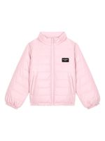 Dolce & Gabbana Kids veste matelassée à patch logo - Rose - thumbnail