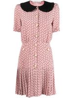 Alessandra Rich robe courte en soie à pois - Rose