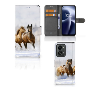 OnePlus Nord 2T Telefoonhoesje met Pasjes Paarden