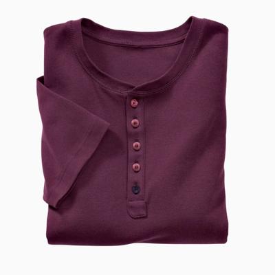Shirt met knoopsluiting en korte mouwen, pruimkleur L