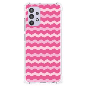 Samsung Galaxy A32 4G | A32 5G Enterprise Editie Doorzichtige Silicone Hoesje Waves Pink