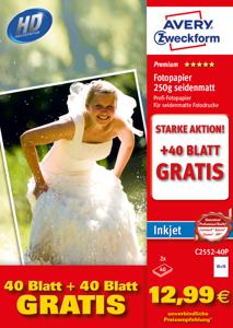 Avery-Zweckform Photo Paper C2552-40P Fotopapier 10 x 15 cm 250 g/m² 80 vellen Zijdemat