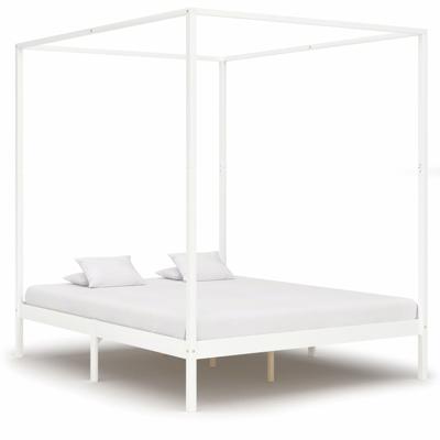 vidaXL Hemelbedframe massief grenenhout wit 180x200 cm