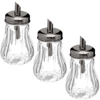 6x stuks suikerpot/suikerstrooier glas met RVS tuit 180ml