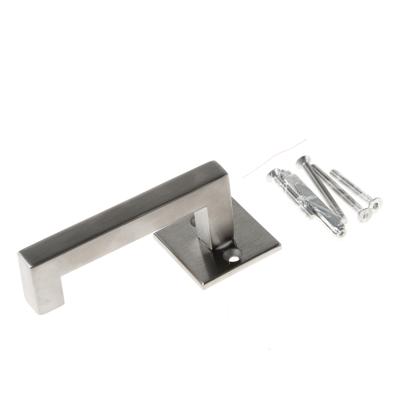 Deurkruk Leira gatdeel roestvaststaal binnenzijde op vierkante rozet Deurkruk Leira gatdeel roestvaststaal binnenzijde op vierkante rozet