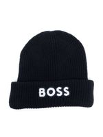 BOSS Kidswear bonnet à logo brodé - Bleu