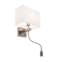 QAZQA Smart Wandlamp staal met kap creme wit incl. Wifi P45 - Bergamo