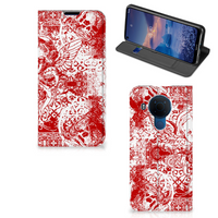 Mobiel BookCase Nokia 5.4 Angel Skull Rood