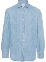 Brunello Cucinelli chemise en jean à col italien - Bleu