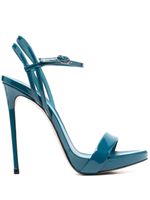 Le Silla sandales Gwen 120 mm en cuir verni - Bleu