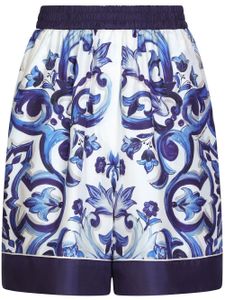 Dolce & Gabbana short en soie à imprimé Majolica - Bleu