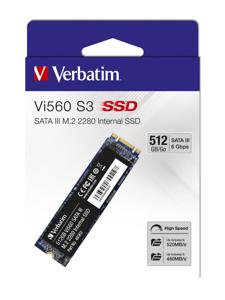 Verbatim Vi560 512 GB SATA M.2 SSD 2280 harde schijf M.2 SATA 6 Gb/s Retail 49363