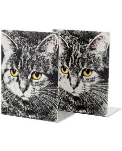 Fornasetti serre livres imprimés "Gatto" - Gris