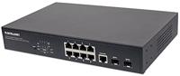 Intellinet 8-Port Gigabit Ethernet PoE+ Web-Managed Switch met 2 SFP-poorten, IEEE 802.3ataf Power Over Ethernet PoE+PoE Compliant, 140 561167, Zwart