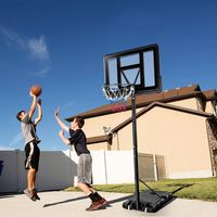 Basketbalmand voor Buitenmet Verstelbare Hoogte 130-305 cm Vrijstaande Basketbalstandaard met HDPE-Paneel en Net Volwassenen/Kinderen - thumbnail