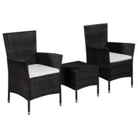 3-delige Bistroset poly rattan zwart - thumbnail