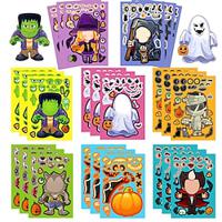 32 vellen halloween stickers voor kinderen maak een gezicht halloween karakters stickers halloween kinderfeest gunsten knutselen spelactiviteiten benodigdheden Lightinthebox