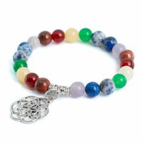 Edelsteen Armband 7 Chakra met Bloem des Levens - 8 mm - thumbnail