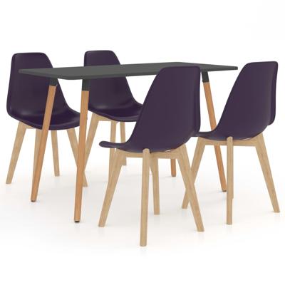 vidaXL 5-delige Eethoek donkerpaars