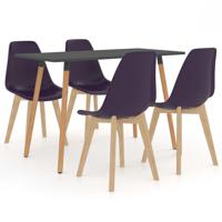 vidaXL 5-delige Eethoek donkerpaars