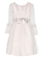 Monnalisa robe en tulle à fleurs appliquées - Rose