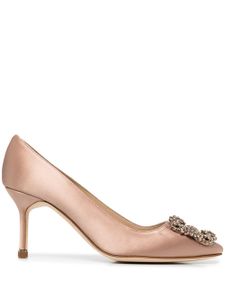 Manolo Blahnik escarpins Hangisi 70 mm à ornements en cristal - Marron