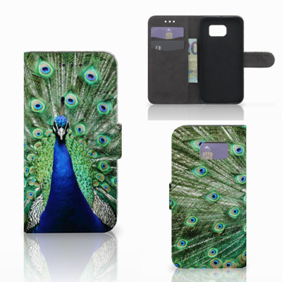 Samsung Galaxy S6 Edge Telefoonhoesje met Pasjes Pauw