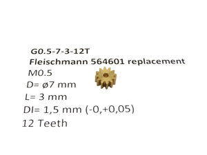 micromotor G0.5-7-3-12T tandwiel voor Fleischmann