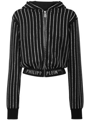 Philipp Plein Hoodie verfraaid met kristallen - Zwart