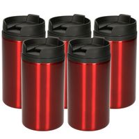 10x Warmhoudbekers metallic/warm houd bekers rood 320 ml