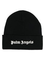 Palm Angels logo-embroidered cotton beanie - Noir - thumbnail