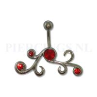 Navelpiercing tribal rood - thumbnail