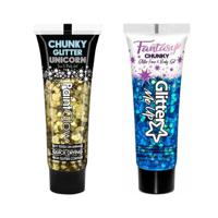 Paintglow Chunky Glittergel voor lichaam en gezicht - 2 tubes - goud en diepblauw - 12 ml - thumbnail